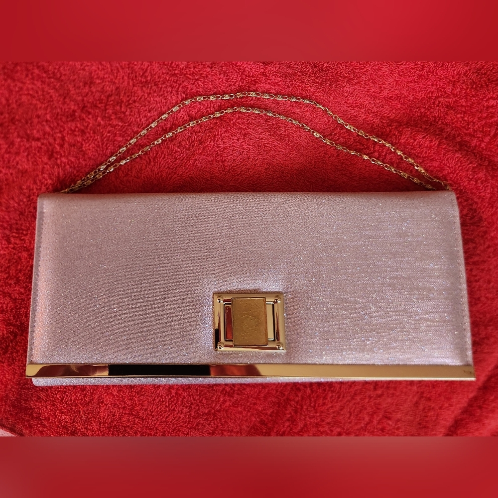 Shimmery Pink Elegant Dressy Purse Clutch Shoulder